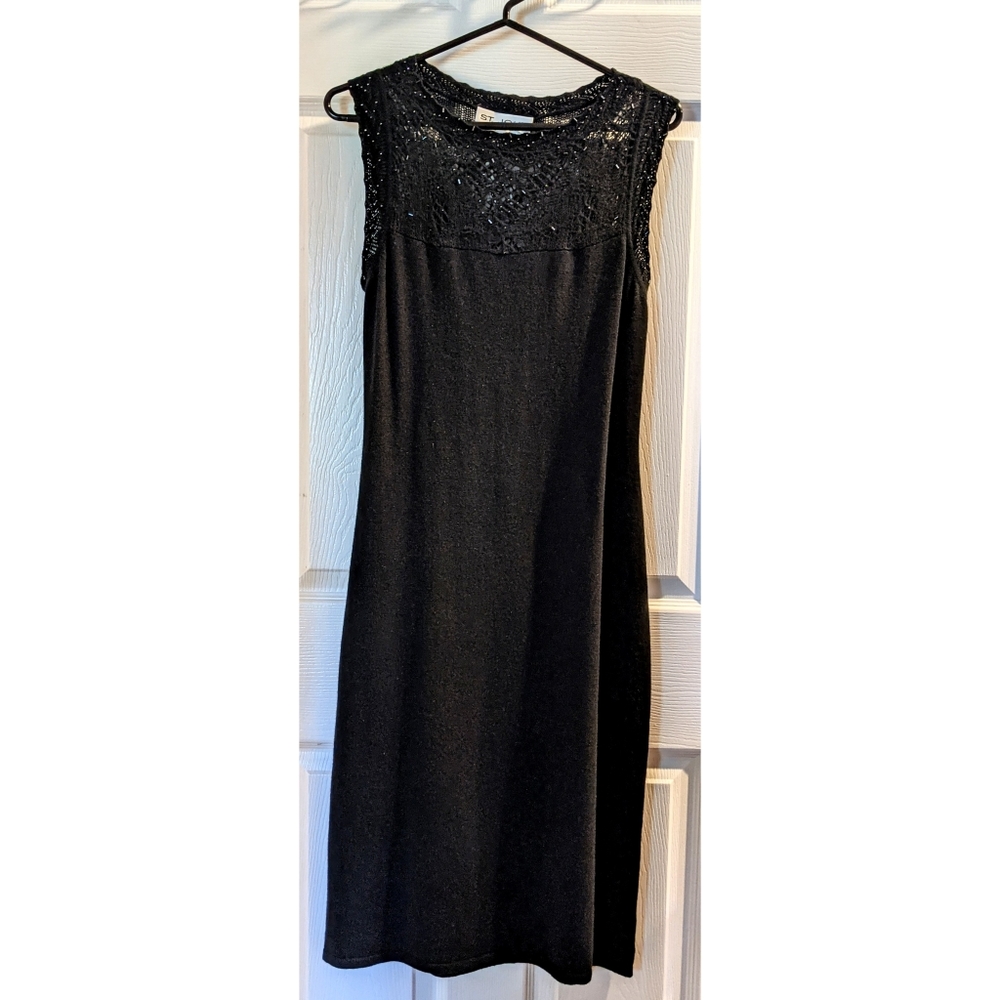 EUC Vintage St. John's Evening Sleeveless Cashmere Black Dress